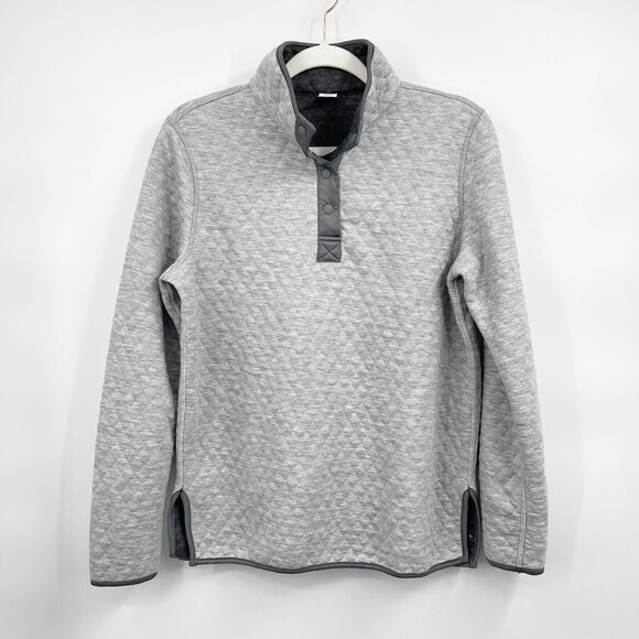 Marine Layer Tops - Marine Layer Lady Corbet Pullover Size S Gray Quarter Snap Quilted Knit